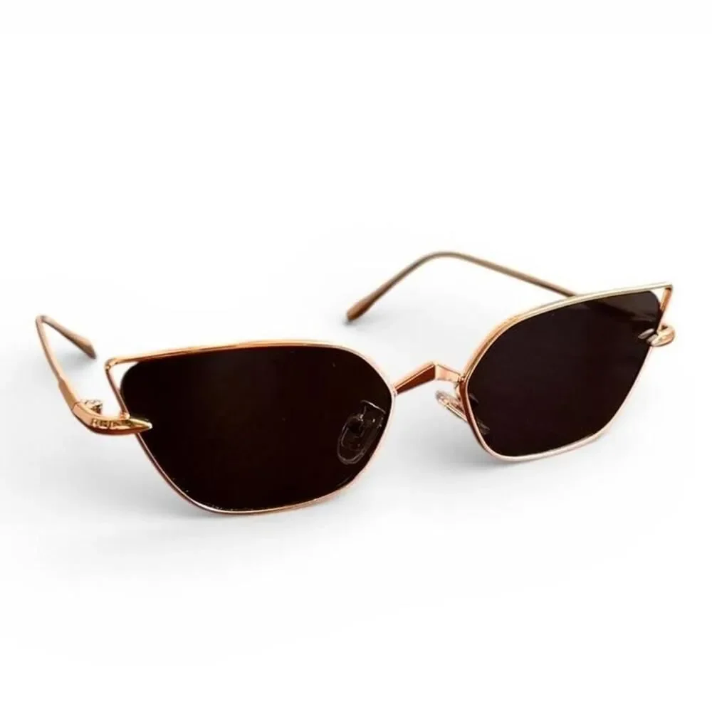 Women's Black And Gold Sunglasses